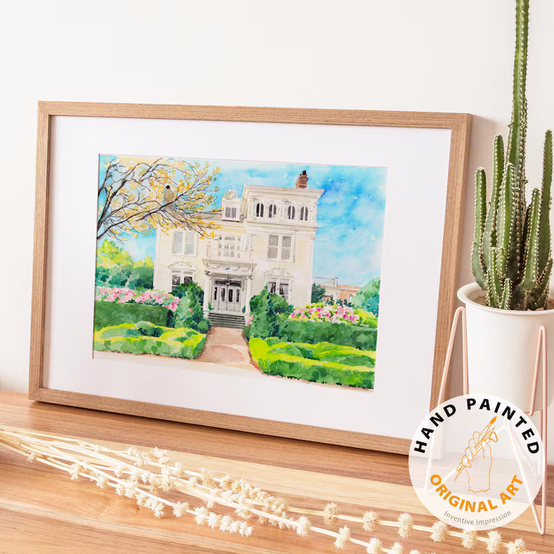 Hand-painted Watercolor Home Painting