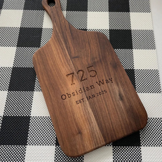 Personalized Charcuterie Board - Small with Handle Color Walnut
